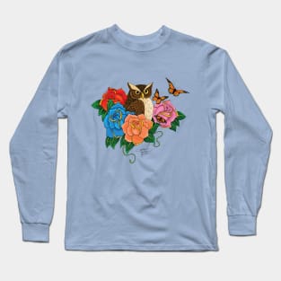 Owl and Roses Long Sleeve T-Shirt